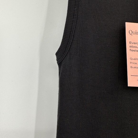 Quince Black Tencel Rib Knit Mini Dress sz XS NWT Sleeveless Short Fitted - Picture 3 of 8